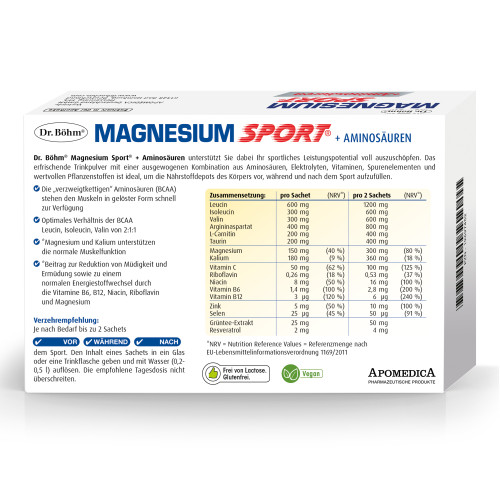 Dr. B&ouml;hm Magnesium Sport + Aminos&auml;uren, 14 Stk., Apomedica Pharmazeutische Produkte GmbH