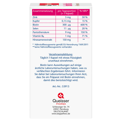 Doppelherz Haar Vital + Zink + Hirse, 60 Stk., Queisser Pharma GmbH & Co. KG