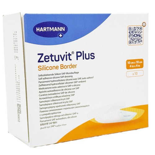 ZETUVIT Plus Silicone Border steril 10x10 cm, 10 Stk., Adequapharm GmbH