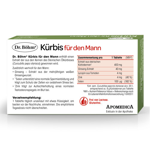Dr. B&ouml;hm K&uuml;rbis f&uuml;r den Mann, 30 Stk., Apomedica Pharmazeutische Produkte GmbH
