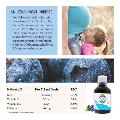 BlueIron Eisen Pregnancy + Folsäure, 250 ml, Hager Pharma GmbH