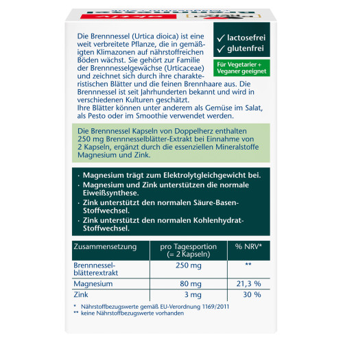 Doppelherz Brennnessel+Magnesium+Zink, 60 Stk., Queisser Pharma GmbH & Co. KG