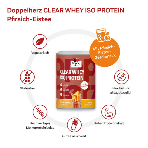 Doppelherz Clear Whey Iso Protein Pfirsich-Eistee, 300 g, Queisser Pharma GmbH & Co. KG