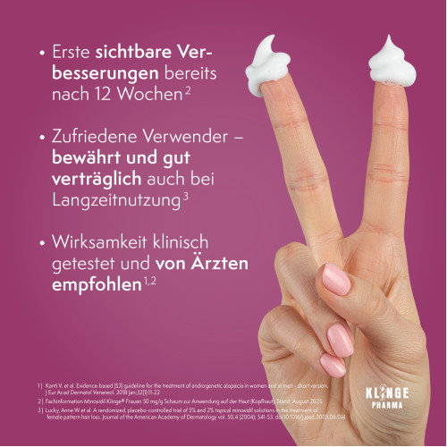 Minoxidil Klinge Frauen 50 mg/g Schaum, 190 g, Klinge Pharma GmbH