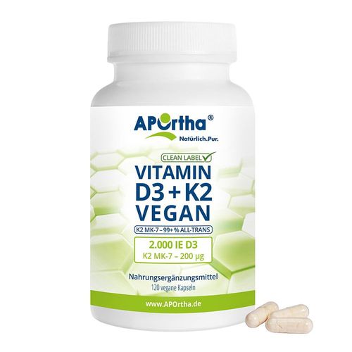 APOrtha D3 2.000 IE + K2 MK-7 Cyclo 200ug vegan, 120 Stk., APOrtha Deutschland GmbH