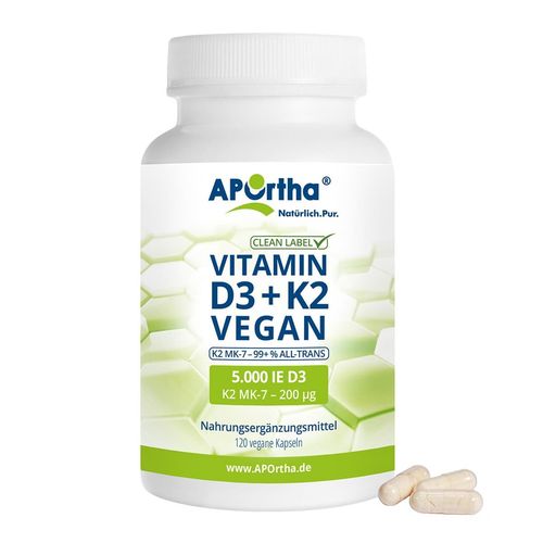 APOrtha D3 5.000 IE + K2 MK-7 Cyclo 200ug vegan, 120 Stk., APOrtha Deutschland GmbH