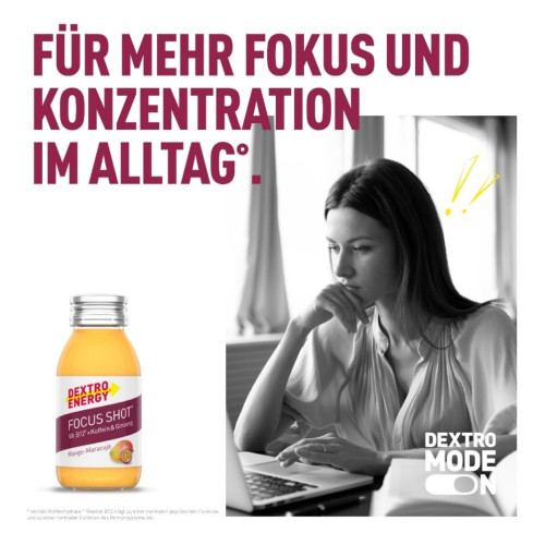 Dextro Energy Focus Shot Mango-Maracuja, 60 ml, Kyberg Pharma Vertriebs GmbH