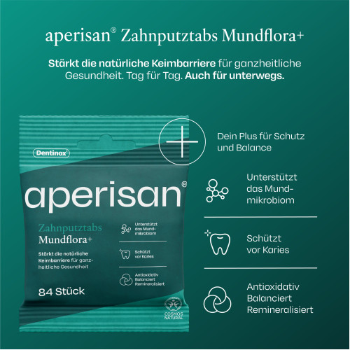 Aperisan Zahnputztabs Mundflora+, 84 Stk., Dentinox Gesellschaft f&uuml;r pharmazeutische Pr&auml;parate