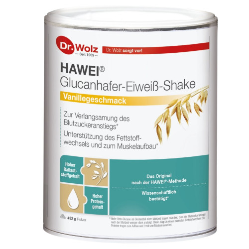 HAWEI Glucanhafer-Eiwei&szlig;-Shake Vanillegeschmack, 432 g, Dr. Wolz Zell GmbH