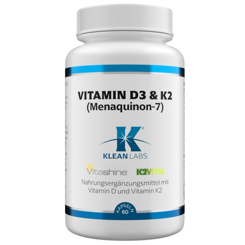 Vitamin D3 & K2 Menaquinon 7 KLEAN LABS, 60 Stk., Supplementa GmbH