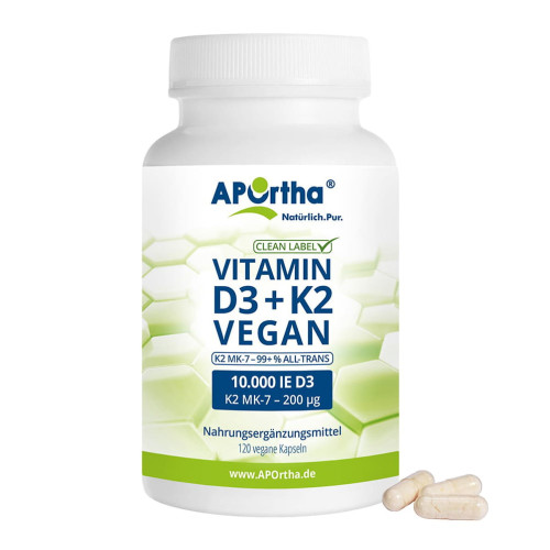 APOrtha D3 10.000 IE + K2 MK-7 Cyclo 200ug vegan, 120 Stk., APOrtha Deutschland GmbH