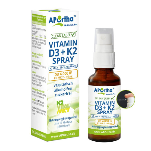 APOrtha D3 4.000 IE + K2 MK-7 40 ug veg. Spray, 25 ml, APOrtha Deutschland GmbH