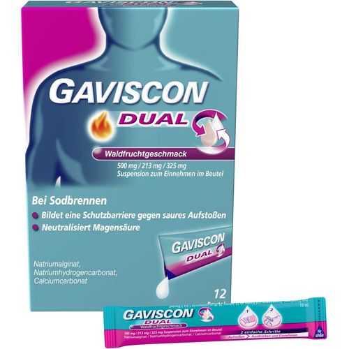 GAVISCON DUAL Waldfrucht 500 mg/213 mg/325 mg, 12x10 ml, Reckitt Benckiser Deutschland GmbH