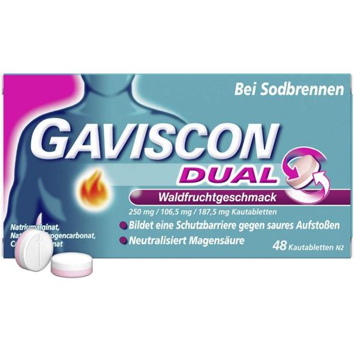 GAVISCON DUAL Waldfrucht 250 mg/106.5 mg/187.5 mg, 48 Stk., Reckitt Benckiser Deutschland GmbH