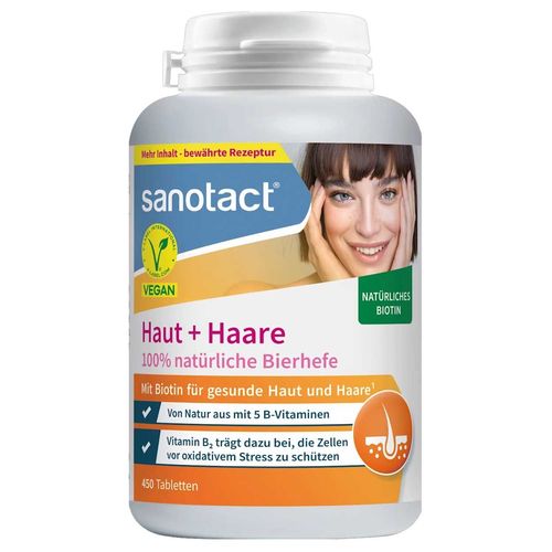 sanotact Haut + Haare Bierhefe Tabletten, 450 Stk., Sanotact GmbH