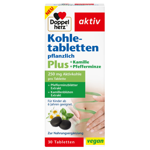 Doppelherz Kohletabletten+Kamille+Pfefferminze, 30 Stk., Queisser Pharma GmbH & Co. KG