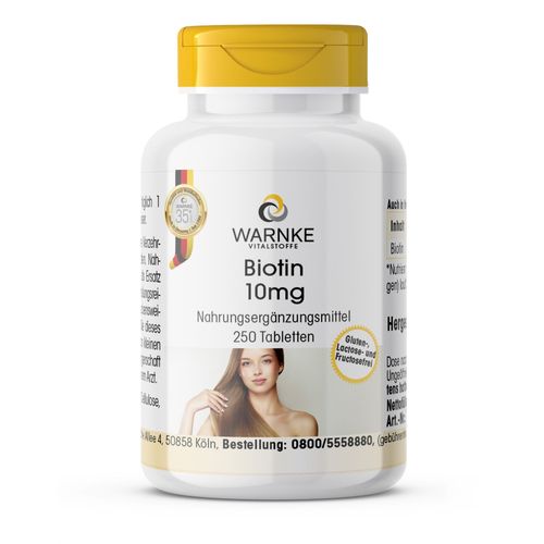 Biotin 10 mg, 250 Stk., Warnke Vitalstoffe GmbH