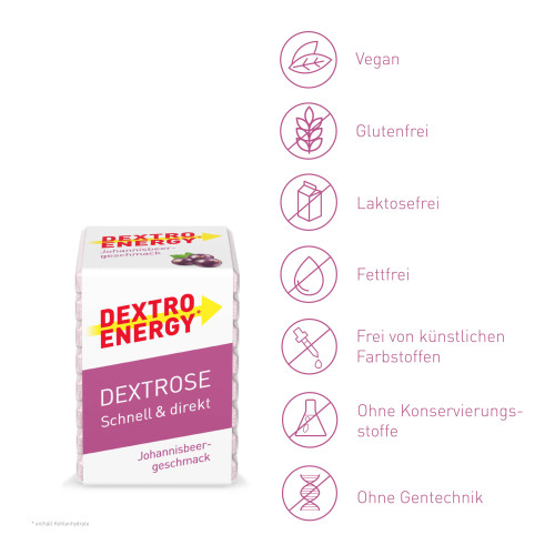 Dextro ENERGEN Johannisbeere W&uuml;rfel, 1 Stk., Kyberg Pharma Vertriebs GmbH