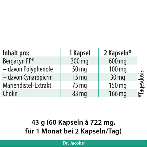 Leber forte Bergamot Mariendistel Cholin Dr Jacobs, 60 Stk., Dr. Jacob's Medical GmbH