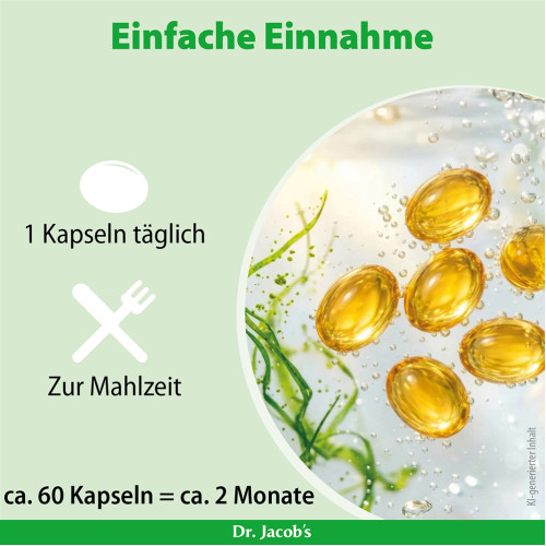 DHA-Algen&ouml;l Kapseln Omega-3 vegan Dr. Jacobs, 60 Stk., Dr. Jacob's Medical GmbH