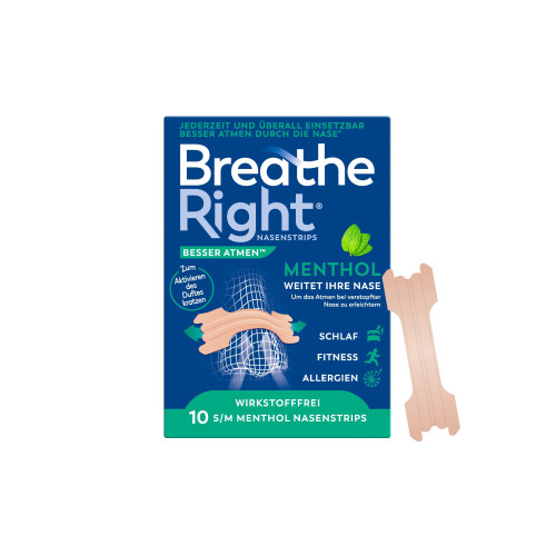 Breathe Right Besser Atmen Nasenpflaster Menthol, 10 Stk., Pharma Netzwerk Pnw GmbH