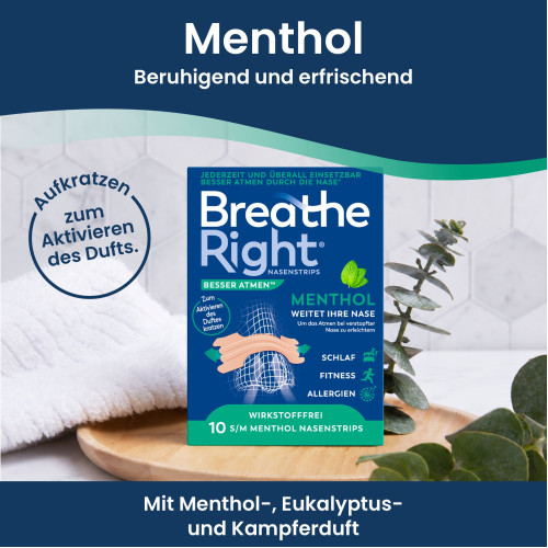 Breathe Right Besser Atmen Nasenpflaster Menthol, 10 Stk., Pharma Netzwerk Pnw GmbH