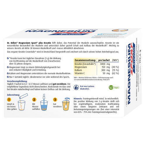 Dr. B&ouml;hm Magnesium Sport + Kreatin, 30 Stk., Apomedica Pharmazeutische Produkte GmbH