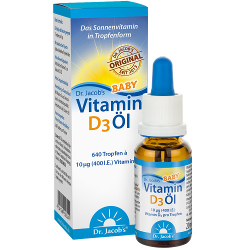 Vitamin D3 &Ouml;l Baby 400 IE 640 Tropfen Dr. Jacob's, 20 ml, Dr. Jacob's Medical GmbH