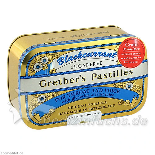 Grether's Pastillen Blackcurrant ohne Zucker, 440 g, SCHMIDGALL DR A.&L.