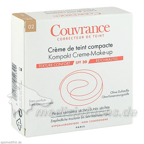 Avene Couvrance Kompakt Creme Makeup reichhaltig Natur 2, 10 g, 