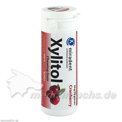 Miradent Xylitol Cranberry Kaugummi, 30 Stk., Hager Pharma GmbH