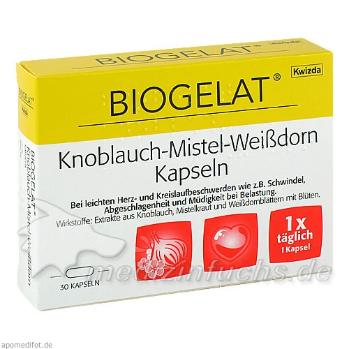 BIOGELAT&reg; Knoblauch-Mistel-Wei&szlig;dorn Kapseln, 30 Stk., Kwizda Pharmahandel GmbH