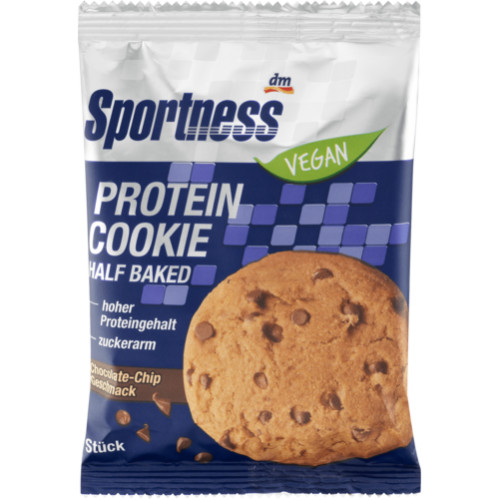 Sportness Protein Cookie, Half Baked, Chocolate Chip Geschmack, vegan, 75 G, Sportness