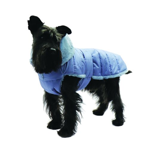 Fashion Dog Hunde-Steppmantel mit Kunstpelz-Futter - Azzurro - 30 cm, 1 Stk., Fashion Dog