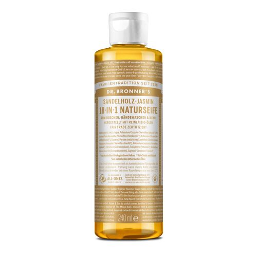 Dr. Bronner's Sandelholz-Jasmin-Seife - 18 Nutzungen, natürlich, ergiebig., 240 ml, Dr. Bronner's