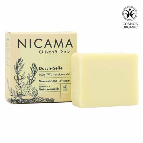 NICAMA Duschseife Oliven&ouml;l-Salz 100g, 100 g, NICAMA