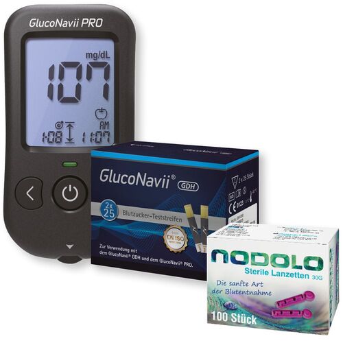 Gluconavii Pro Blutzuckermessgerät - Kombiset mit Teststeifen und Lanzetten (mmol/L) 1 St, 1 ST, Gluconavii