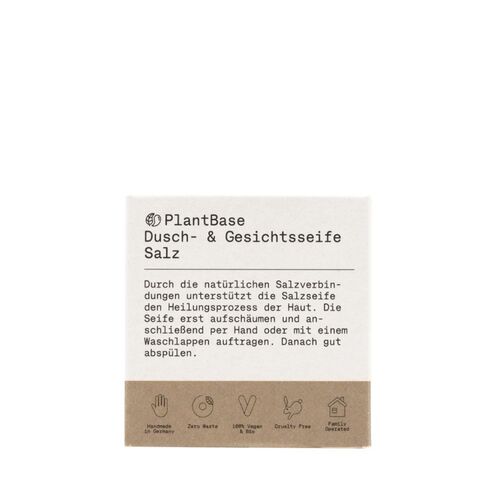 PlantBase Dusch- & Gesichtsseife Salz, 100 g, PlantBase