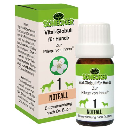 Schecker Vital Globuli -- Notfall für Hunde -- Blütenessenzen nach der Lehre von Dr. Bach, 1 Stk., Schecker