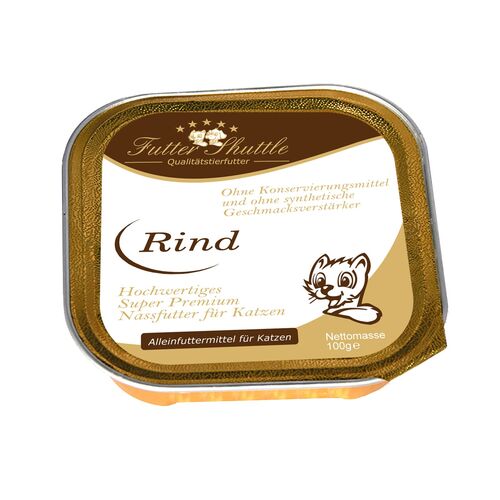 Nassfutter für Katzen Schale Rind, 100 g, Futter Shuttle