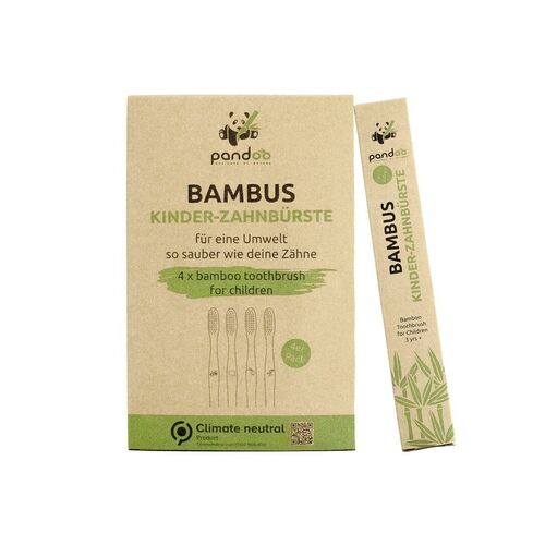 PANDOO Kinder-Zahnbürsten, 4 Stk., PANDOO