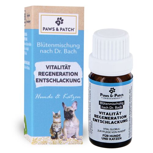 Paws&Patch Blütenmischung nach Dr. Bach Vitalität Regeneration Entschlackung für Hunde und Katzen 10 g Globuli, 10 G, PAWS & PATCH