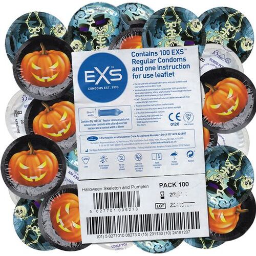 EXS Vorratsbeutel *Halloween* gruselige Kondome (Rundfolien), 100 Stk., EXS Condoms