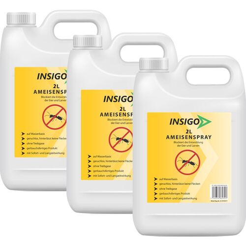 INSIGO Ameisenspray gegen Ameisen, fliegende / kriechende Ameisen und deren Larven & Eier, 6 l, INSIGO
