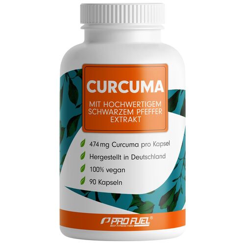 ProFuel - CURCUMA Kapseln mit 474mg Curcuma-Extrakt pro Kapsel, davon 450mg wertvolle Curcuminoide, 90 Stk., ProFuel