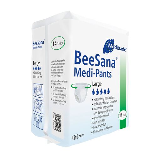 Meditrade BeeSana Medi-Pants Diskrete Einweghose Inkontinenzhöschen Gr. L, 14 st, Meditrade