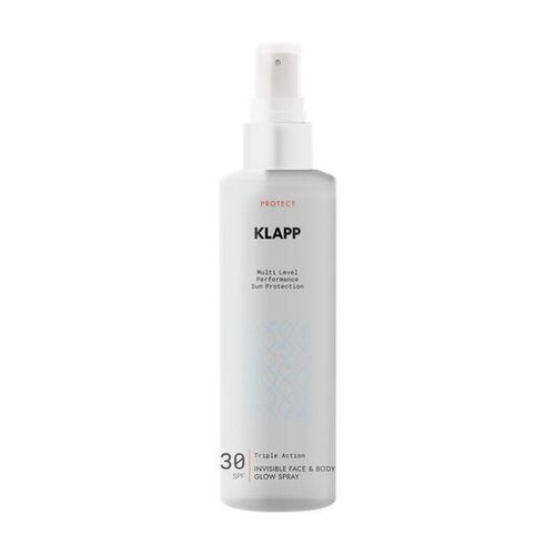 Klapp, Multi Level Performance Sun Protection Triple Action Invisible Face & Body Glow Spray 30 SPF, 30 ml, KLAPP