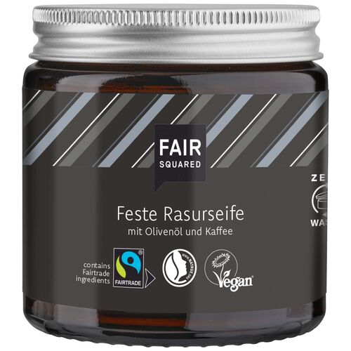 FAIR SQUARED Feste Rasurseife Olive + Kaffee, 100 g, Fair Squared