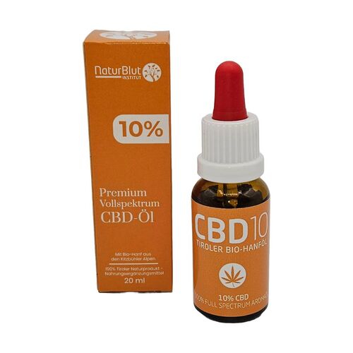 NaturBlut Premium BIO CBD Öl 10% - Mit Hanf aus den Kitzbüheler Alpen, 20 ml, NaturBlut
