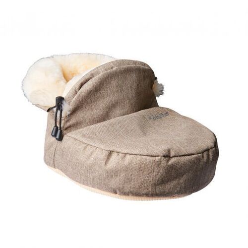 fellhof Fußwärmer mit 100% Merino-Lammfell mit Zug-Kordel, beige-melange 32 cm, 1 Stk., Fellhof